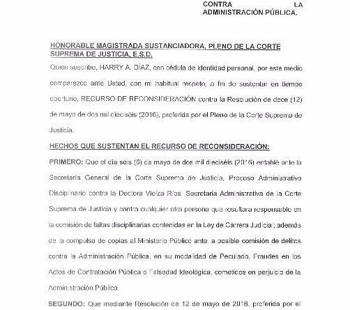 Recurso de reconsideracion contra Secretaria administrativa de la Corte –  La Verdad Panamá